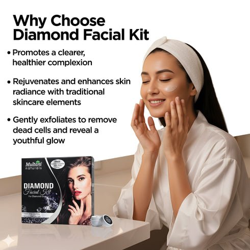 Multani Pharmaceuticals Limited Multani Naturals Diamond Facial Kit For Diamond Glow For Instant Glow & Temoves Dead Skin Cells