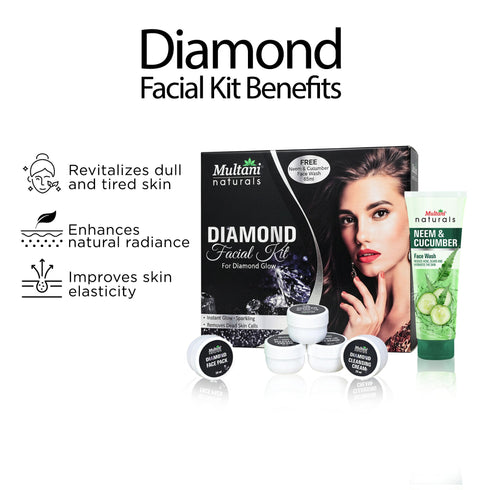 Multani Pharmaceuticals Limited Multani Naturals Diamond Facial Kit For Diamond Glow For Instant Glow & Temoves Dead Skin Cells