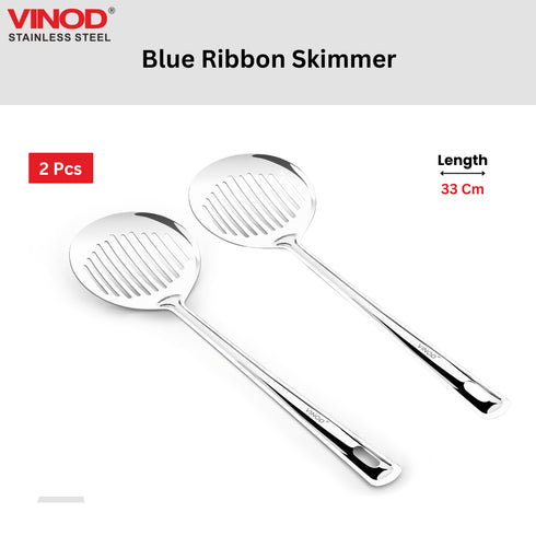 Vinod Stainless Steel Blue Ribbon Skimmer Set of 2 33 cm Highest Grade Stainless Steel Rust Free Dishwasher Safe No 1