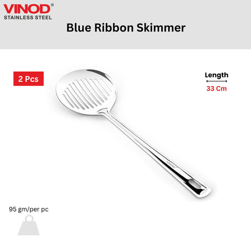 Vinod Stainless Steel Blue Ribbon Skimmer Set of 2 33 cm Highest Grade Stainless Steel Rust Free Dishwasher Safe No 1