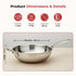 Vinod Doniv Titanium Triply Stainless Steel Wok with Side Handle 28 cms Capacity 4.00 Liter