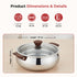 Vinod Stainless Steel Aroma Insulated Casserole with Glass Lid and Wooden Knob Set of 2 Pcs Capacity 750 ml and 1250 ml
