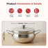 Vinod Stainless Steel Milano Hammered Serving Casserole with Steel Lids and Side Handles Set of 2 1230 ml 1630 ml High Grade Steel Rust Free