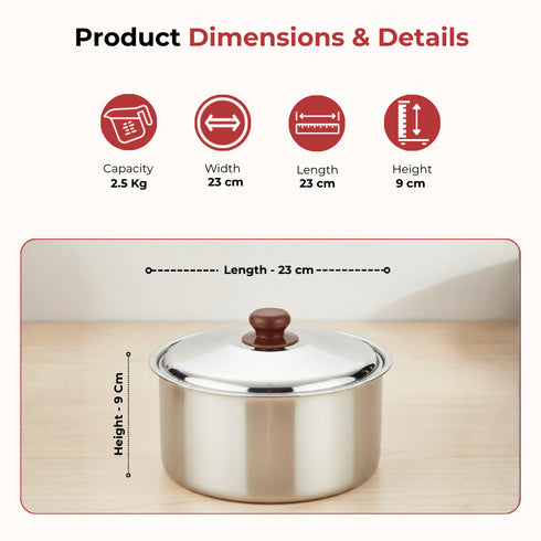 Vinod Stainless Steel Hot Pot 2500 ml with Highest Grade Stainless Steel Insulated Mirror Finish Rust Free and Dishwasher Safe