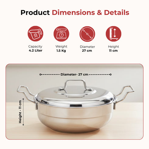 Vinod Doniv Triply Stainless Steel 6 Plates and 1 Multipurpose Kadai Steamer for Idli Dhokla Momos Heavy Guage Idli Dhokla Cooker Induction and Gas Stove Compatible 2 Idli 1 Mini Idli 1 Patra Momos 2 Khaman Dhokla