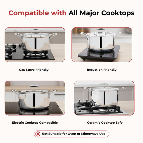 Vinod Doniv Titanium Triply Stainless Steel Sauce Pot with Cover 22 cms Capacity 4.00 Liter