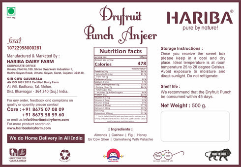 Hariba Dairy Farm Dryfruit Punch-Anjeer