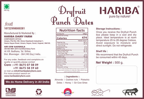 Hariba Dairy Farm Dryfruit Punch-Dates