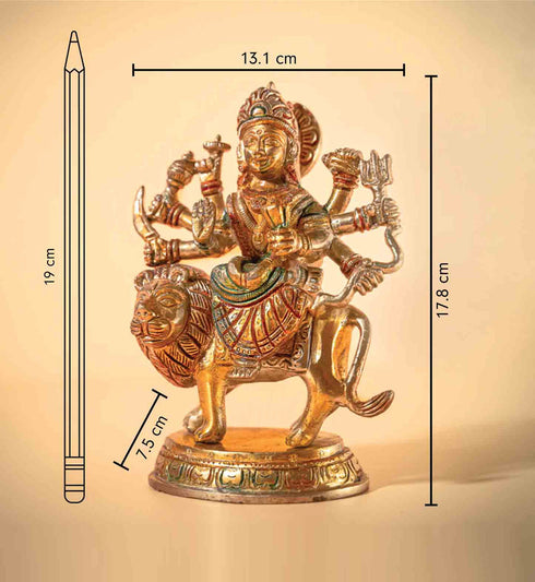 Samskara Home Durgadevi On Lion Brass Idol