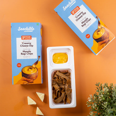 Snackible Creamy Cheese Dip With Masala Ragi Chips