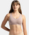 Jockey Wirefree Padded Cotton Stretch Full Coverage Lounge and Sleep Bra with Removable Pads - Mocha