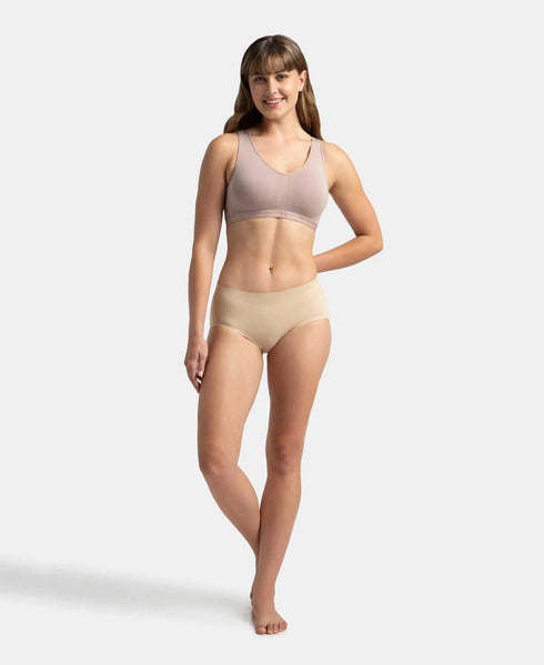 Jockey Wirefree Padded Cotton Stretch Full Coverage Lounge and Sleep Bra with Removable Pads - Mocha