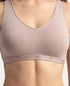 Jockey Wirefree Padded Cotton Stretch Full Coverage Lounge and Sleep Bra with Removable Pads - Mocha