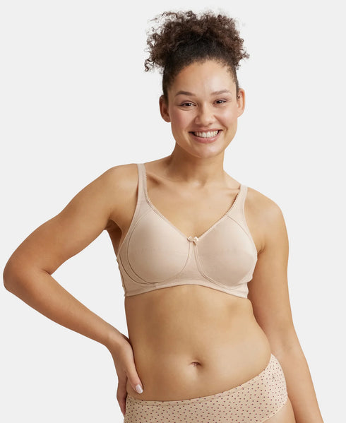 Jockey Wirefree Non Padded Cotton Stretch Full Coverage Plus Size Bra with Side Panel Support - Light Skin