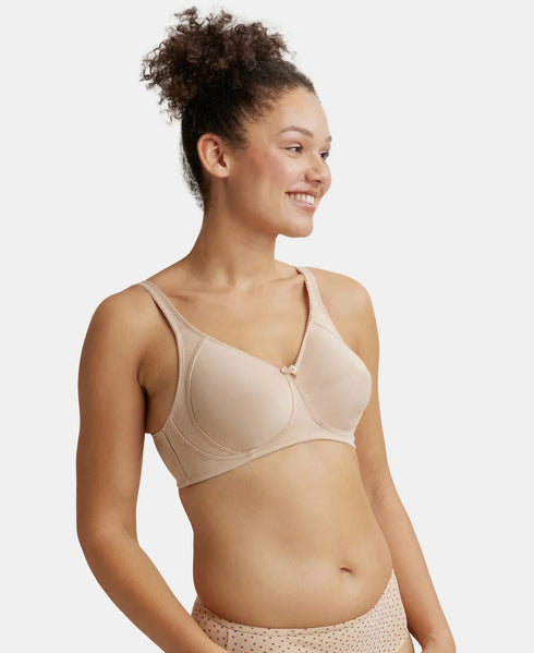 Jockey Wirefree Non Padded Cotton Stretch Full Coverage Plus Size Bra with Side Panel Support - Light Skin