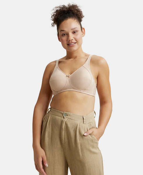 Jockey Wirefree Non Padded Cotton Stretch Full Coverage Plus Size Bra with Side Panel Support - Light Skin