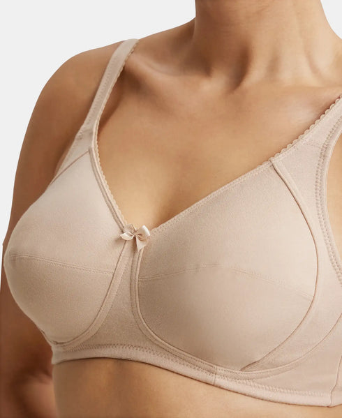 Jockey Wirefree Non Padded Cotton Stretch Full Coverage Plus Size Bra with Side Panel Support - Light Skin