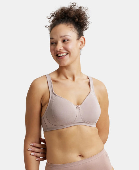 Jockey Wirefree Non Padded Cotton Stretch Full Coverage Plus Size Bra Plush Lining Cup - Mocha