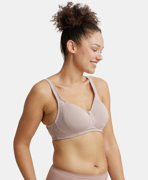 Jockey Wirefree Non Padded Cotton Stretch Full Coverage Plus Size Bra Plush Lining Cup - Mocha