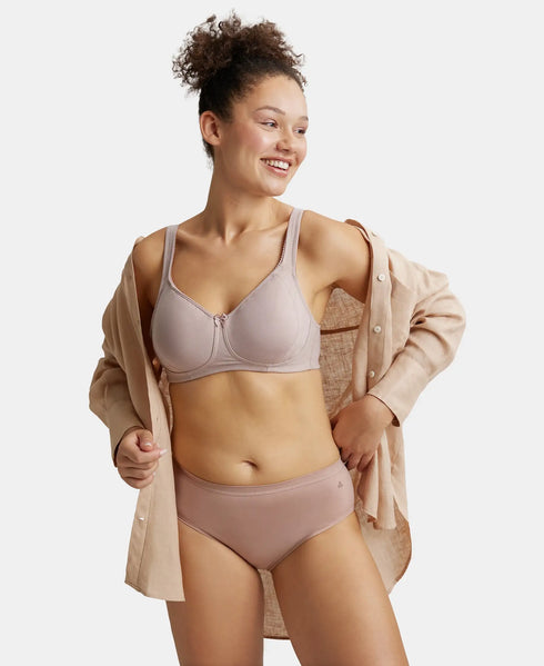 Jockey Wirefree Non Padded Cotton Stretch Full Coverage Plus Size Bra Plush Lining Cup - Mocha