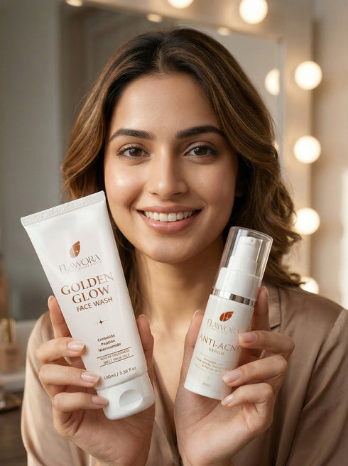 Flawora Golden Glow serum and Golden Glow Facewash