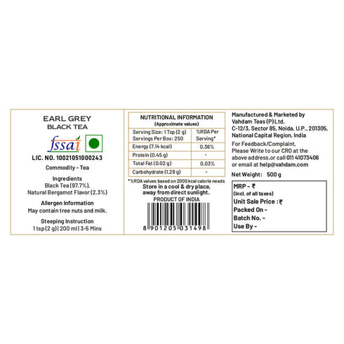 Vahdam Tea Earl Grey Black Tea