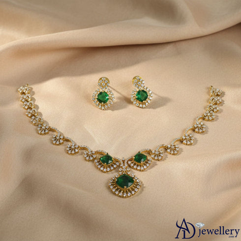 Emerald Floral Choker Necklace Set