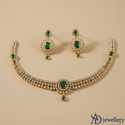 Emerald Radiance Stone Necklace Set
