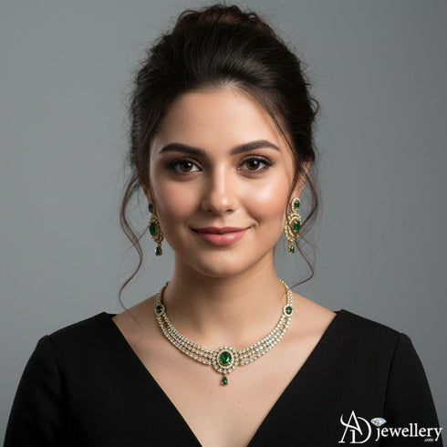 Emerald Radiance Stone Necklace Set