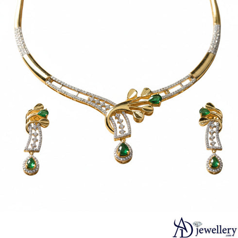 Emerald Vine Diamond Necklace Set