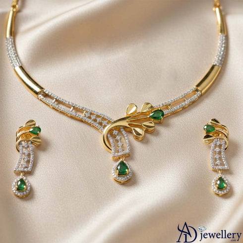 Emerald Vine Diamond Necklace Set