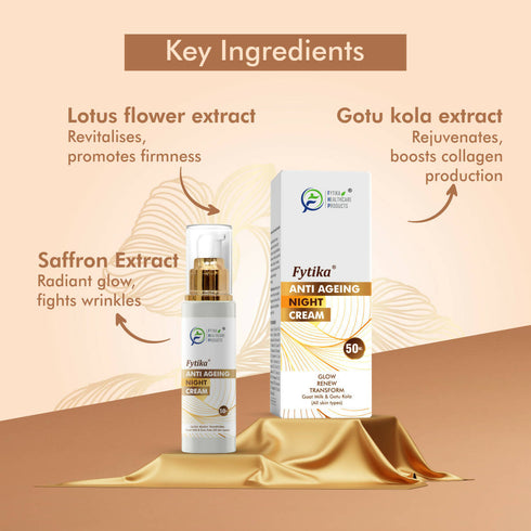 Fytika AntiAging Night Cream with Gotu Kola, Saffron and Lotus Flower Extract