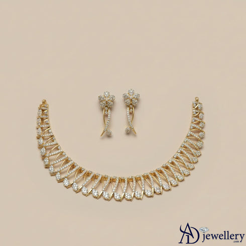 Ethereal Bloom Diamond-Simulant Necklace Set