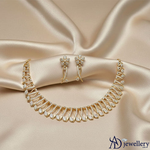 Ethereal Bloom Diamond-Simulant Necklace Set