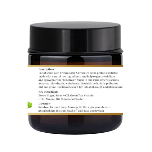 Natuur Brown Sugar & Green Tea Face Scrub Exfoliating Detox for Clear Skin