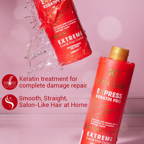 Kt Professional Express Keratin Pro Treatment Protein Enriched Formula for Damage Repair Curl & Frizz Control 1000ml