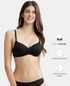 Jockey Wirefree Padded Cotton Stretch Medium Coverage T-Shirt Bra with Detachable Straps - Black