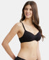 Jockey Wirefree Padded Cotton Stretch Medium Coverage T-Shirt Bra with Detachable Straps - Black