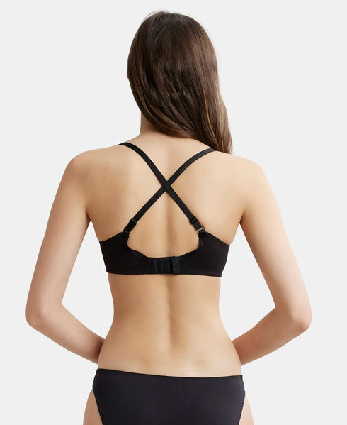 Jockey Wirefree Padded Cotton Stretch Medium Coverage T-Shirt Bra with Detachable Straps - Black