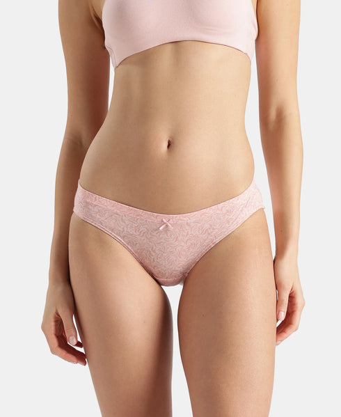 Jockey Medium Coverage Cotton Mid Waist Bikini With Concealed Waistband | Assorted Prints | Pack of 3