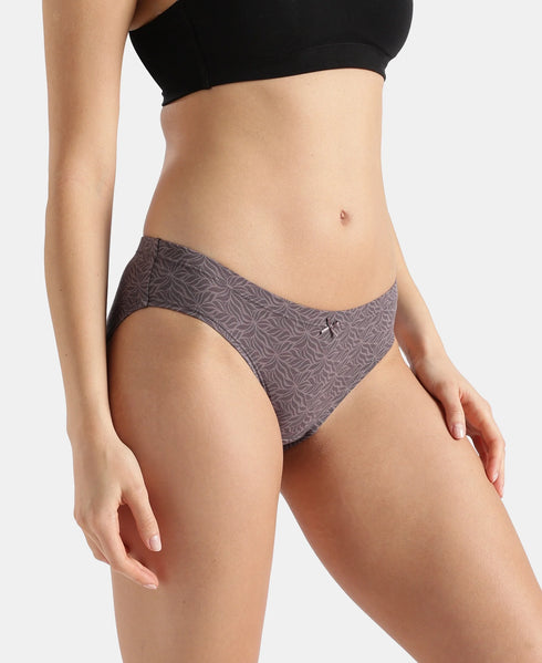 Jockey Medium Coverage Cotton Mid Waist Bikini With Concealed Waistband | Assorted Prints | Pack of 3