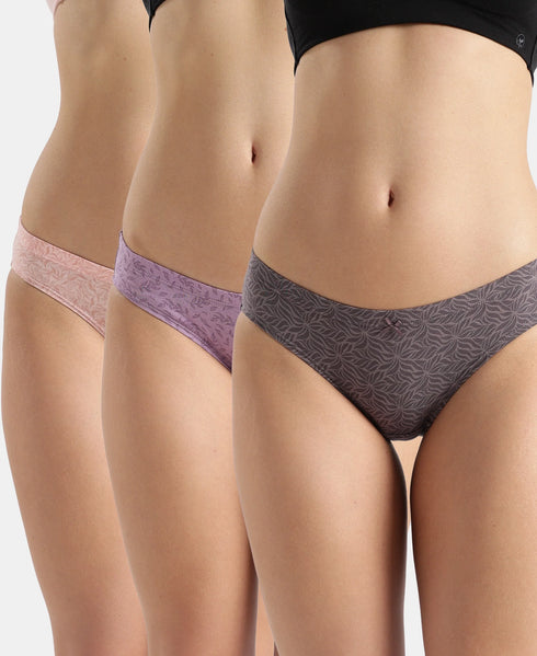Jockey Medium Coverage Cotton Mid Waist Bikini With Concealed Waistband | Assorted Prints | Pack of 3