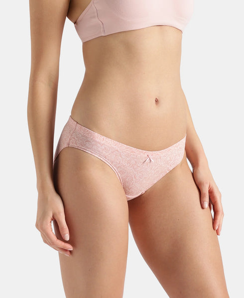 Jockey Medium Coverage Cotton Mid Waist Bikini With Concealed Waistband | Assorted Prints | Pack of 3