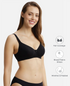 Jockey Wirefree Padded Cotton Stretch Full Coverage T-Shirt Bra with Broad Fabric Straps - Black