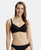 Jockey Wirefree Padded Cotton Stretch Full Coverage T-Shirt Bra with Broad Fabric Straps - Black