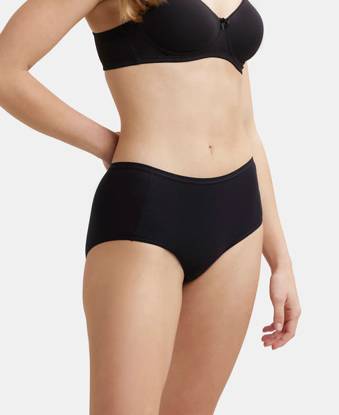 Jockey Wirefree Padded Cotton Stretch Full Coverage T-Shirt Bra with Broad Fabric Straps - Black