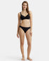 Jockey Wirefree Padded Cotton Stretch Full Coverage T-Shirt Bra with Broad Fabric Straps - Black