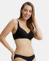 Jockey Wirefree Padded Cotton Stretch Full Coverage T-Shirt Bra with Broad Fabric Straps - Black