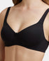 Jockey Wirefree Padded Cotton Stretch Full Coverage T-Shirt Bra with Broad Fabric Straps - Black