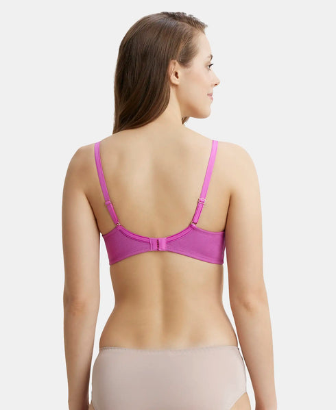 Jockey Under-Wired Padded Cotton Stretch Full Coverage T-Shirt Bra with Stylised Mesh Panel - Lavender Scent